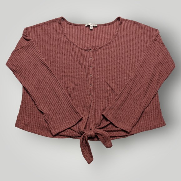 Express One Eleven Women's XL Red Cropped Tie Bottom Knit Cardigan Sweater - Picture 1 of 13
